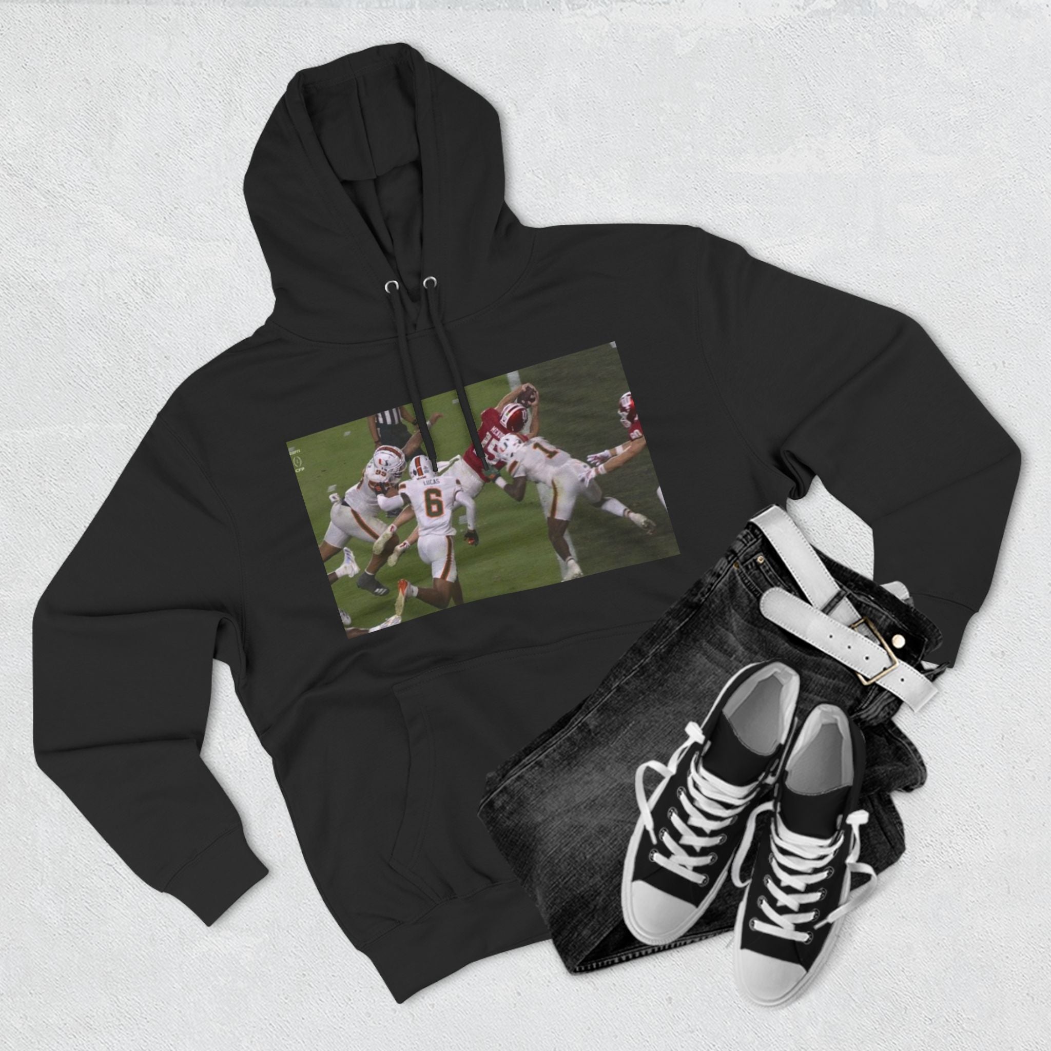 Football Action Hoodie – Vintage Gridiron Tackle Graphic