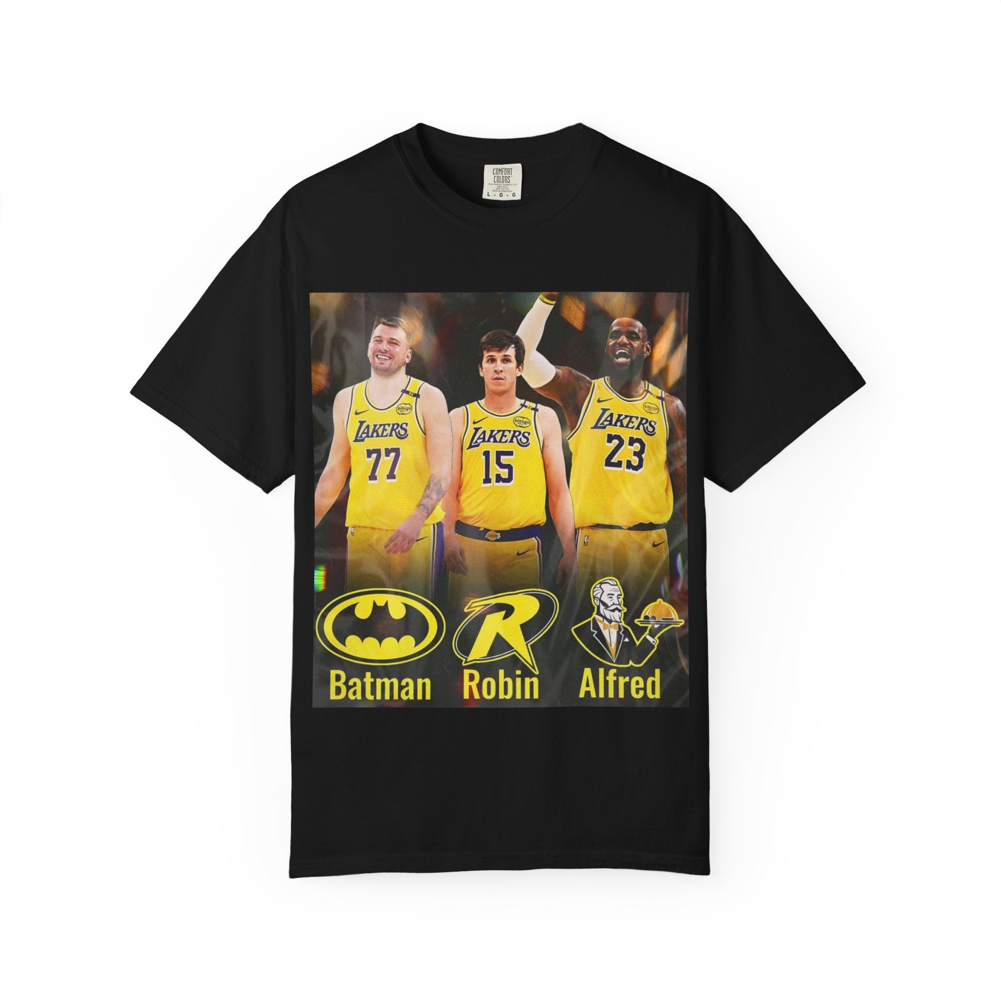 Basketball Trio Graphic T-Shirt — "Batman, Robin, Alfred" Design