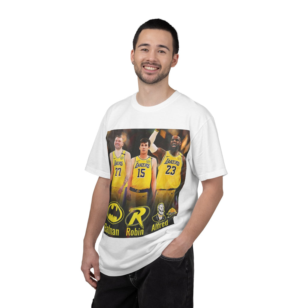 Basketball Trio Graphic T-Shirt — "Batman, Robin, Alfred" Design