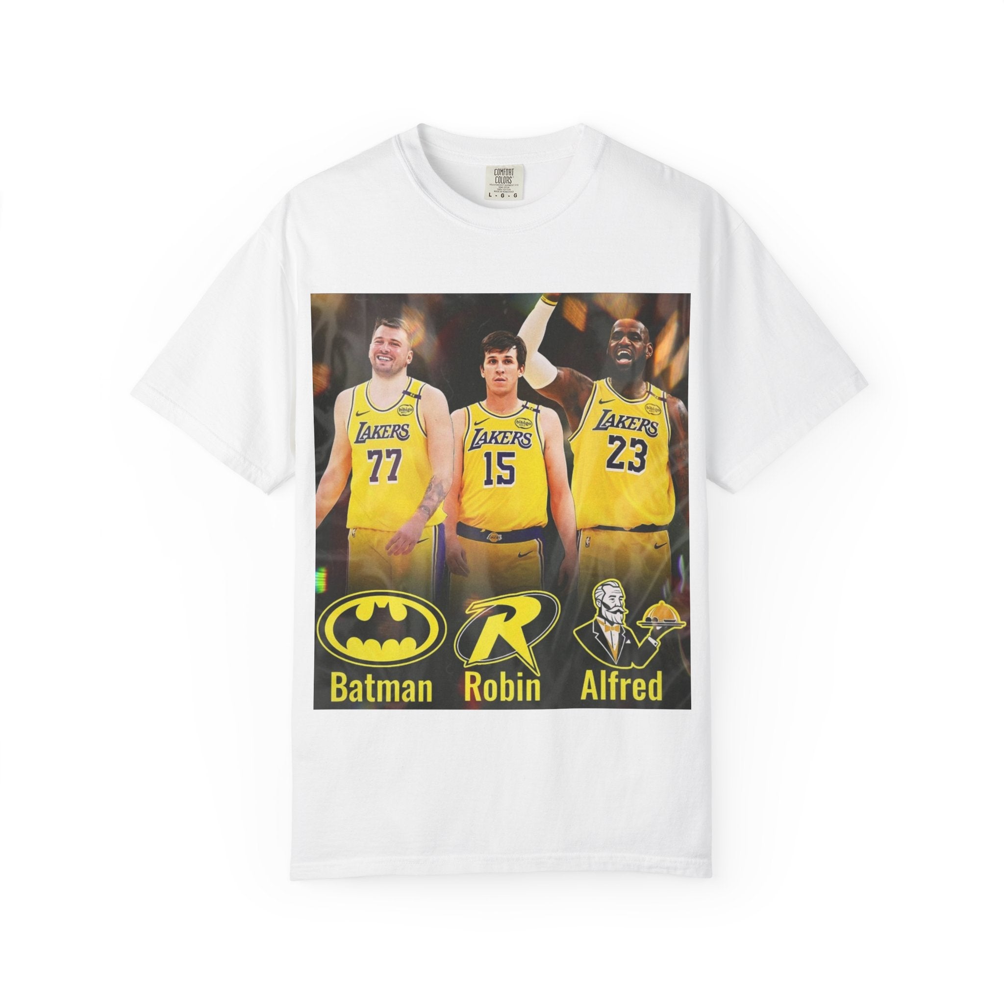 Basketball Trio Graphic T-Shirt — "Batman, Robin, Alfred" Design