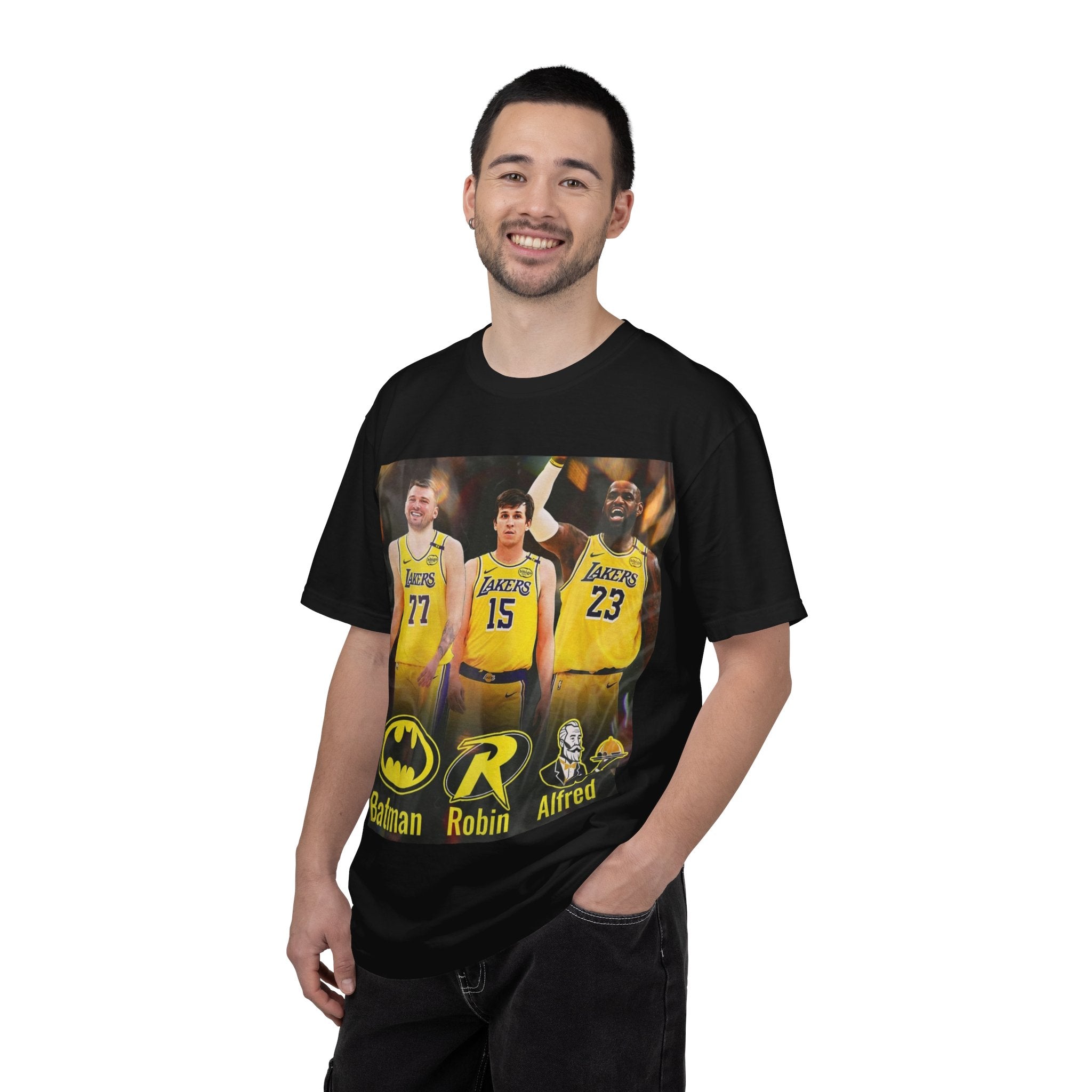 Basketball Trio Graphic T-Shirt — "Batman, Robin, Alfred" Design